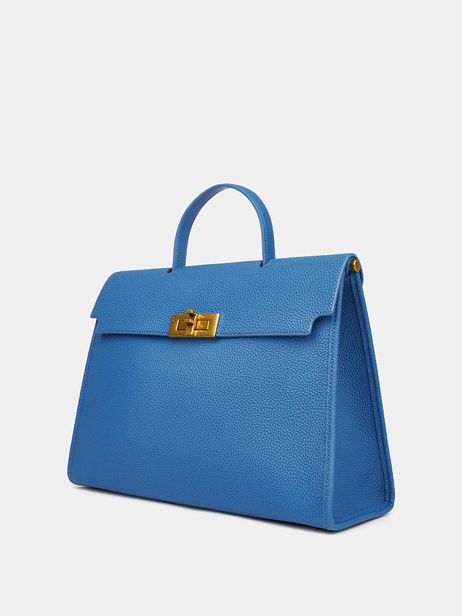 Классическая кожаная сумка Samantha цвет синий бриллиант